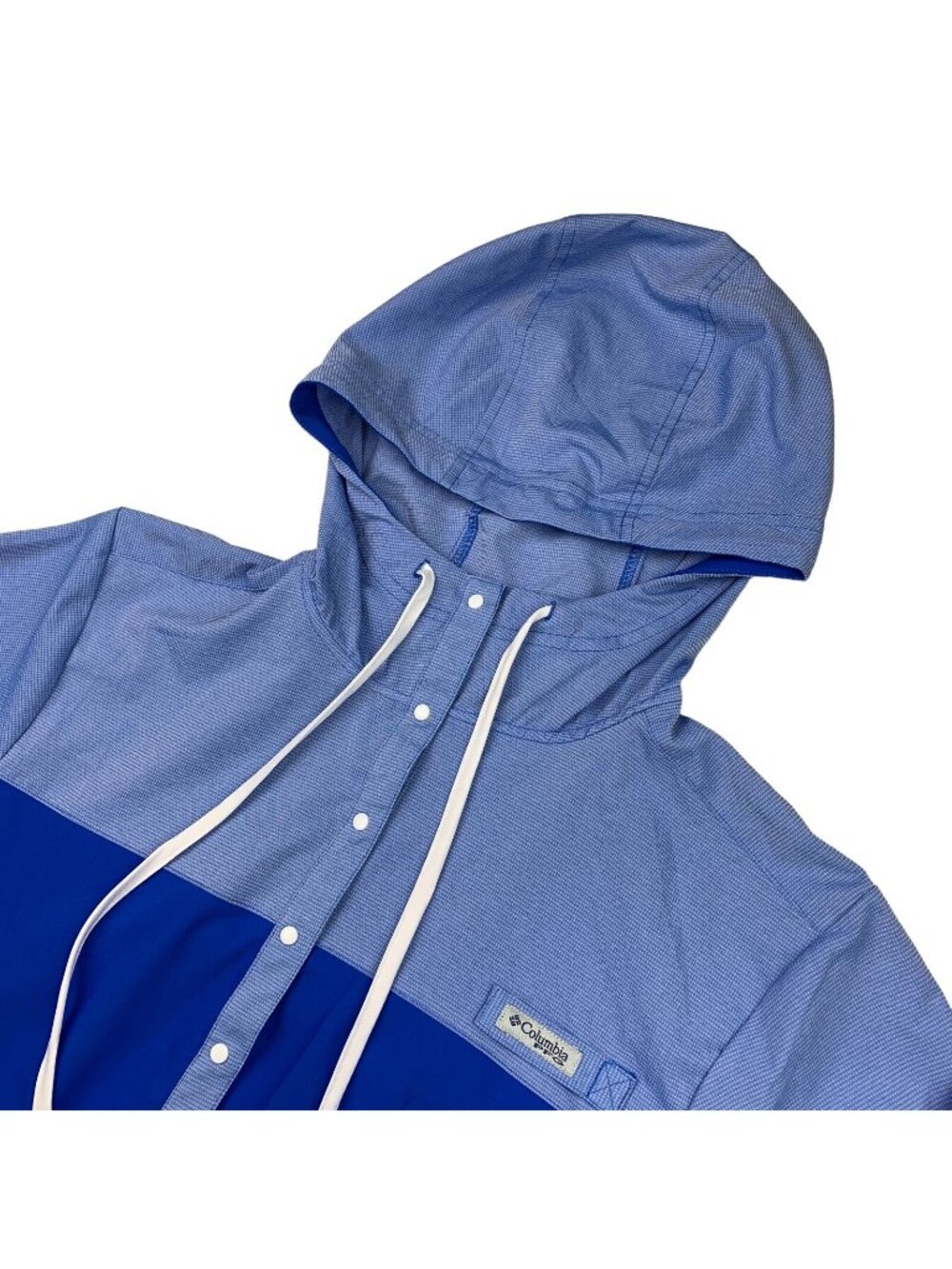 Columbia Men's Fishing Hooded Henley Pullover Jacket Blue • Medium